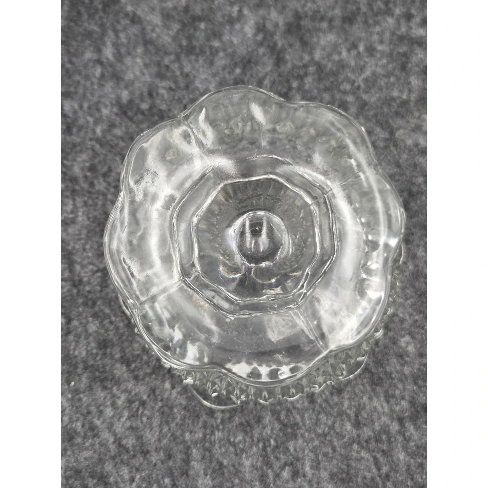 Vintage Indiana Glass Diamond Point Pattern Clear Glass Small Pedestal Bowl